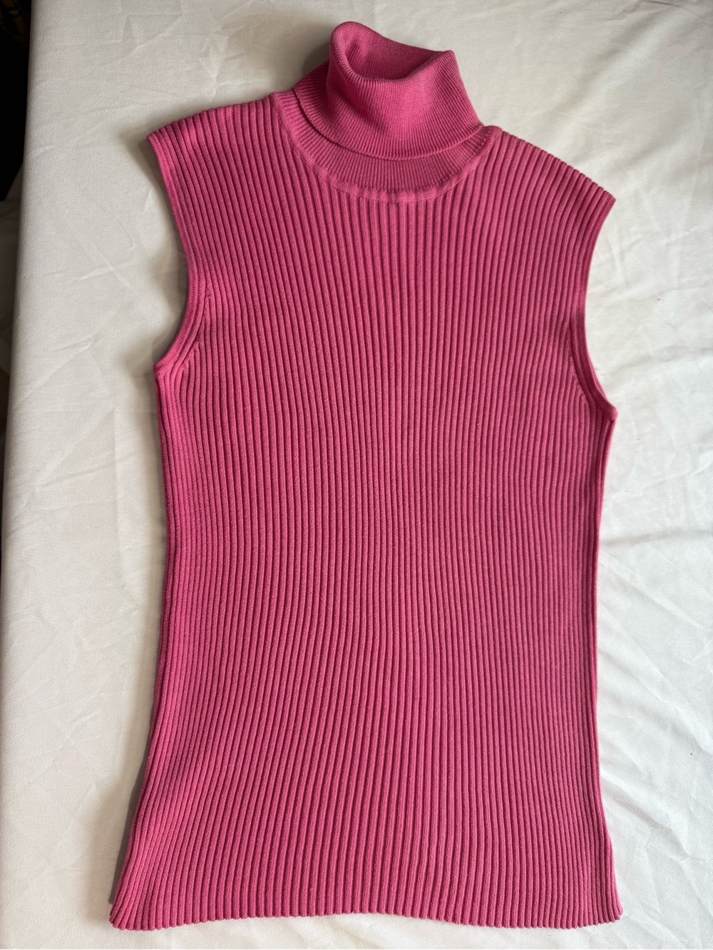 Two twenty five silk cotton Sleeveless Ribbed Turtleneck Top - Pink Size M